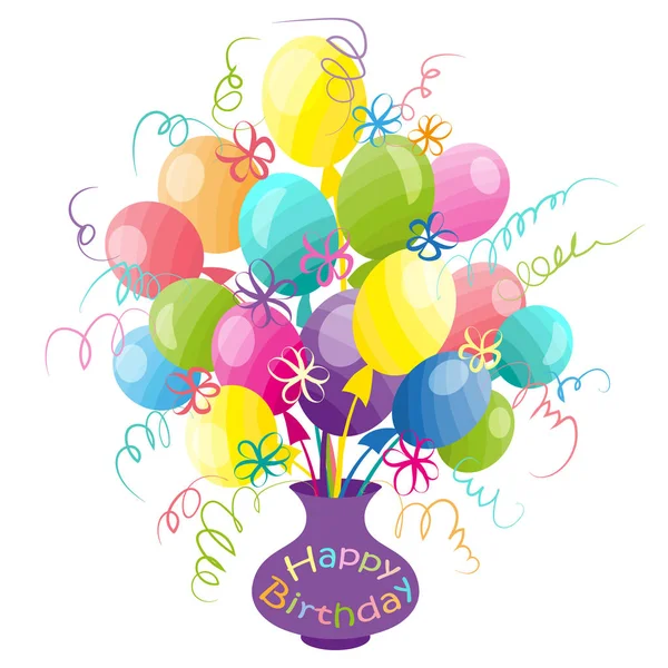Κάρτα γενεθλίων με μπαλόνια χέρι doodle. εικονογράφηση — Φωτογραφία Αρχείου