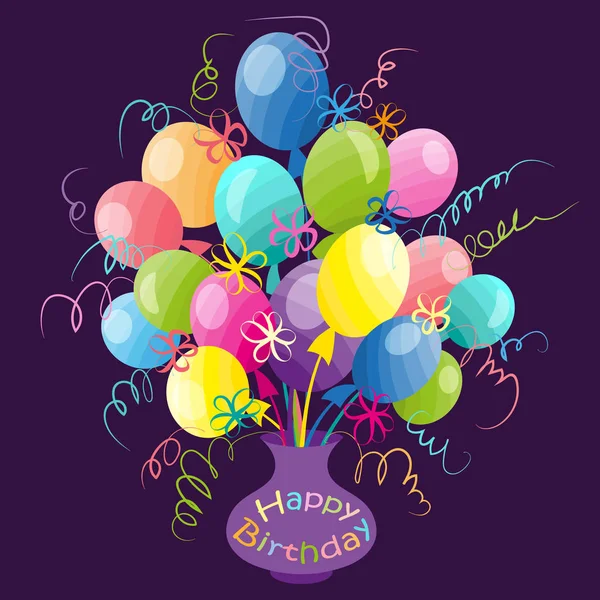 Κάρτα γενεθλίων με μπαλόνια χέρι doodle. εικονογράφηση — Φωτογραφία Αρχείου