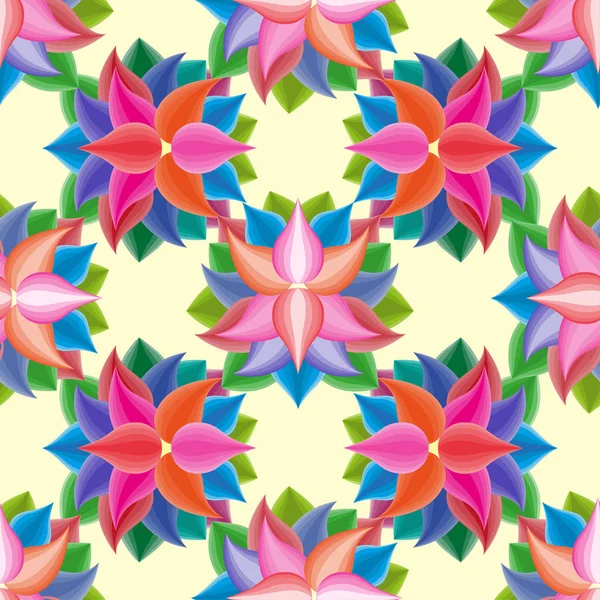 Yaprak ve çiçek çiçekler vektör modern tarzı üzerinde arka plan ile renkli ve parlak yaz siluet soyut seamless modeli.