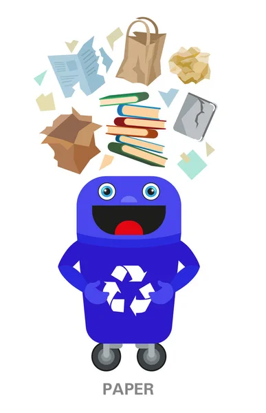 廃棄物の分別とリサイクルの概念。カラーイラスト. — ストック写真