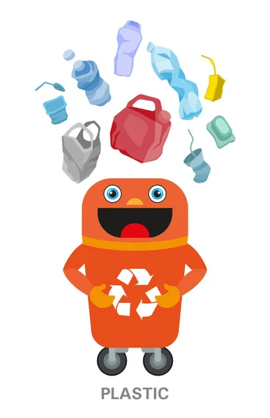 Concetto di raccolta e riciclaggio dei rifiuti. Illustrazione del colore . — Vettoriale Stock
