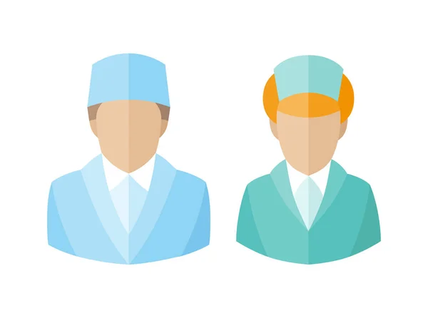 Medische iconen. Dokter en verpleegster avatars. vectorillustratie — Stockvector