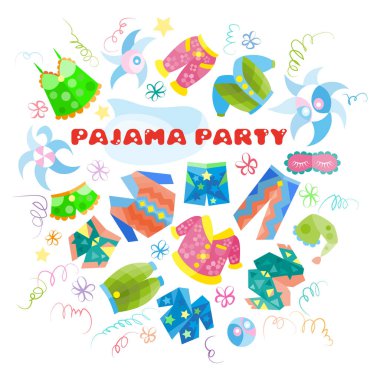 Pijama Partisi Tipografi İllüstrasyon Kartı