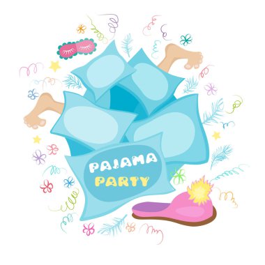 Pijama Partisi Tipografi İllüstrasyon Kartı