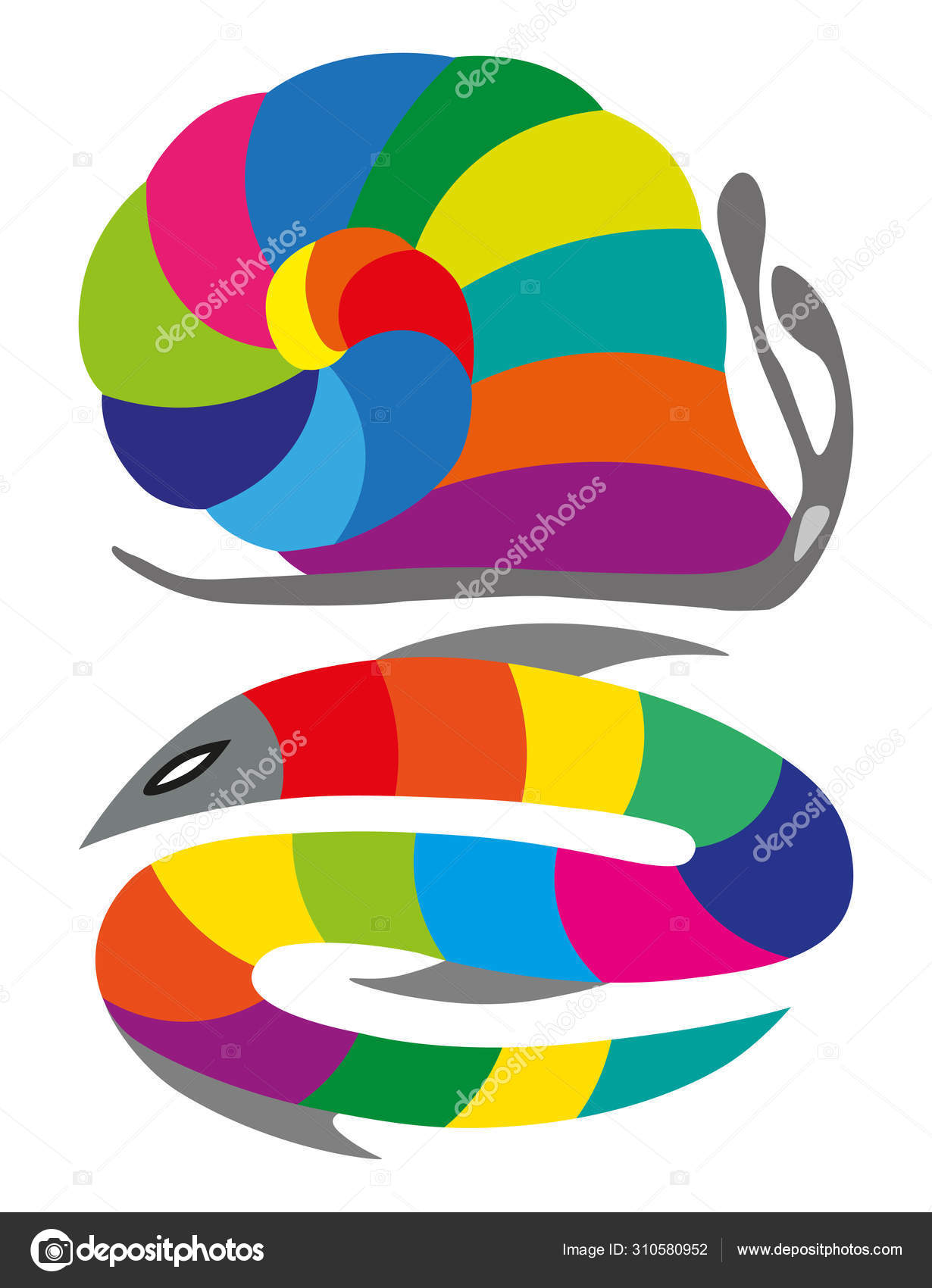 色の色合いを持つ魚やヘビのカラーホイール アイコン ストック