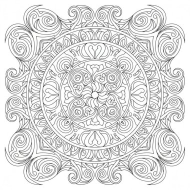 soyut girdaplarla boyama kitabı için mandala izi, siyah ve beyaz