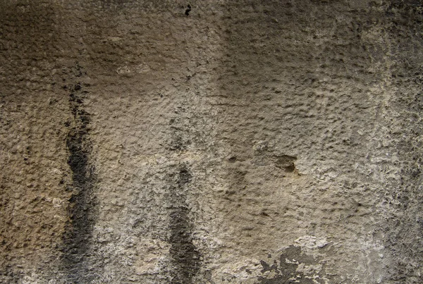 Фрагмент Старой Стены Покрыт Бежевой Штукатуркой Черной Краской — стоковое фото