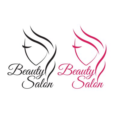 Kuaför salonu için güzel kadın yüzü logosu şablonu. Logo saç şablonu