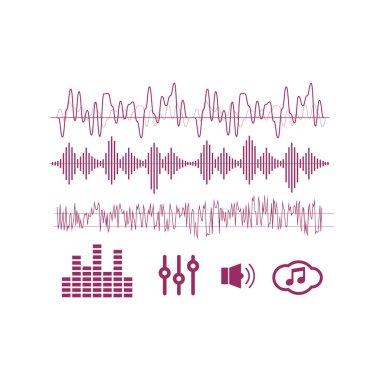 Vektör sesi. Soundwave müzik ikonları. Radyo dalgası vektörü