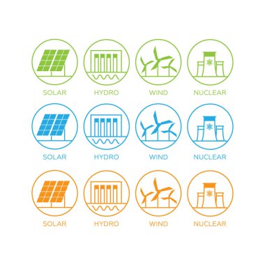 Akıllı sistem elemanları. Enerji ve elektrik, güneş paneli. Eko enerji vektörü ayarlandı