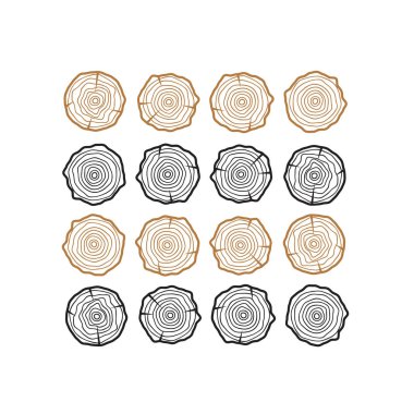 Yıllık soyut çember ağaç arkaplanı. Ağaç halkaları vektörü belirlendi