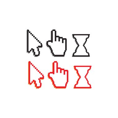 Uzun gölgeli imleçler. Fare bilgisayar imleci