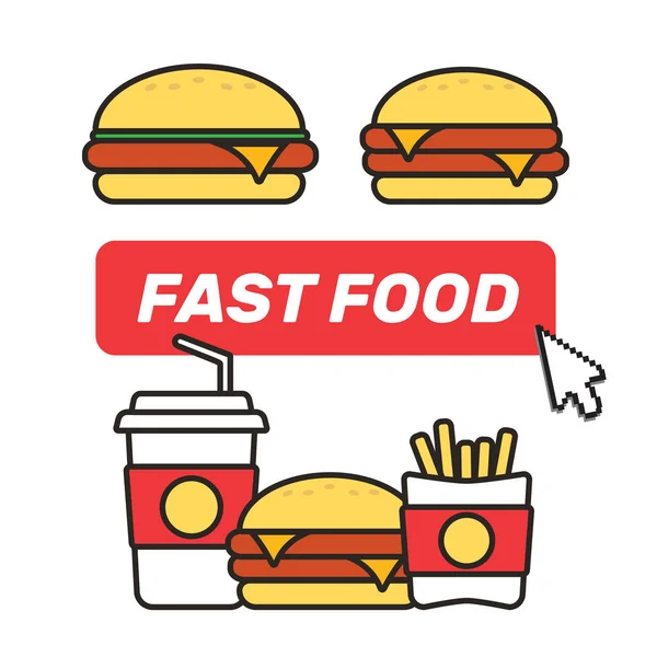 Fast Food Snacks Drinks Flat Vector Icons Fastfood Icons Snack — Stock Vector