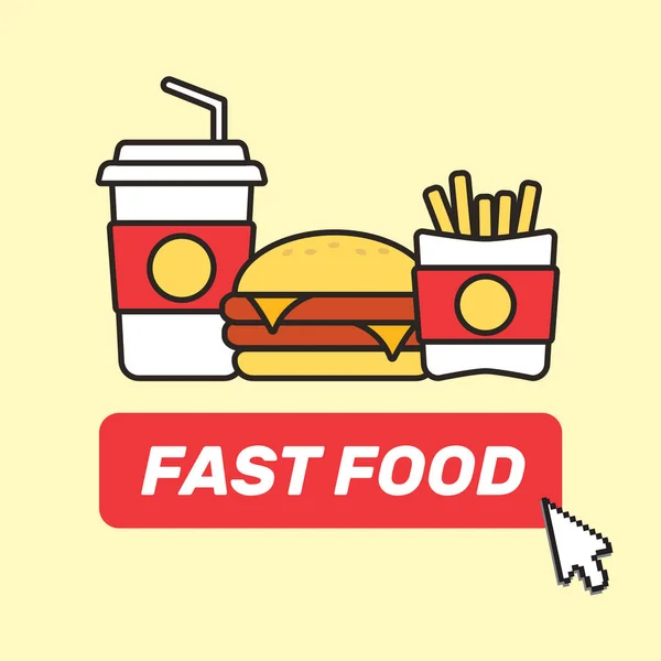 Fast Food Icons Burger Hamburger Snack Vector — Stock Vector