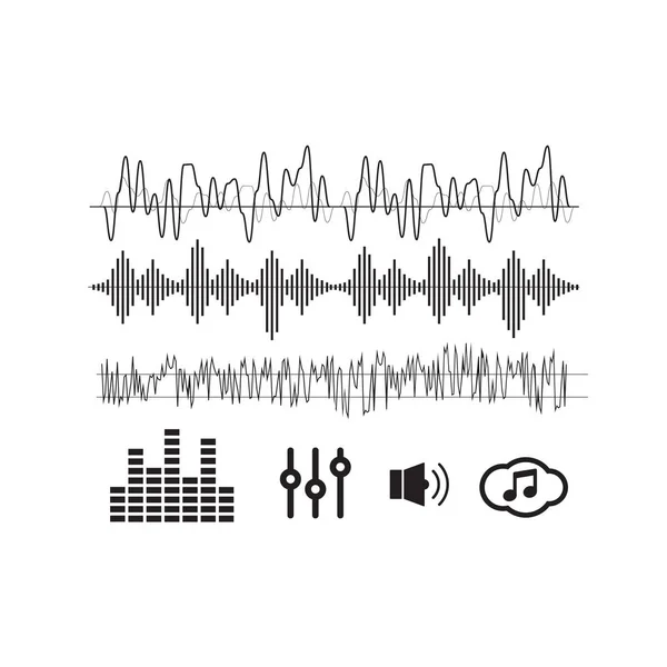 Ljudvågsvektor Ljudvågor Tecken Och Symbol Platt Stil — Stock vektor