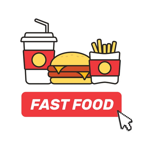 Fast Food Menu Poster Fast Food Snacks Drinks Flat Vector — Stock Vector