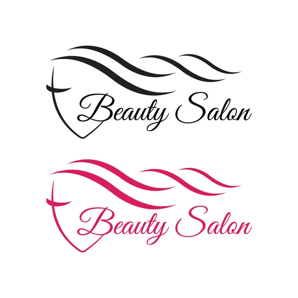 Belle Femme Visage Logo Modèle Pour Salon Coiffure Vecteur — Image vectorielle