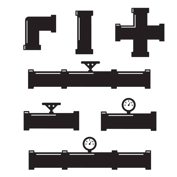 Conjunto Tubos Esgoto Cobre Metálico Conjunto Vetor Tubos Cobre —  Vetores de Stock
