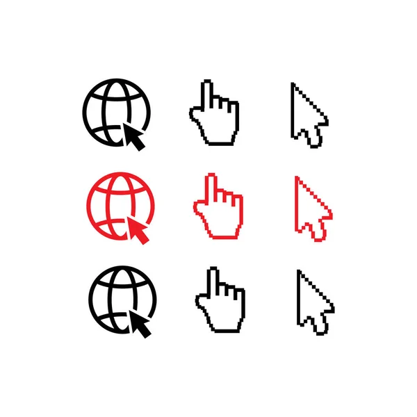 Pulgar Con Mano Hacia Arriba Lupa Mano Flecha Web Cursor — Vector de stock