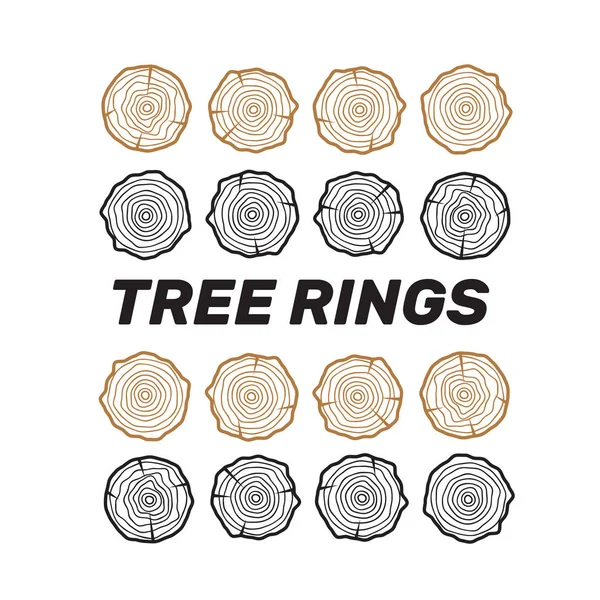 Drzewa na tle pierścieni. SAW cut tekstury pniu drzewa. Struktura drewna — Wektor stockowy