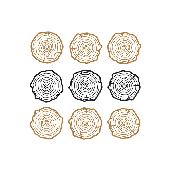 Anneaux vectoriels. Vecteur de texture bois. Arbre cercle abstrait bac — Image vectorielle