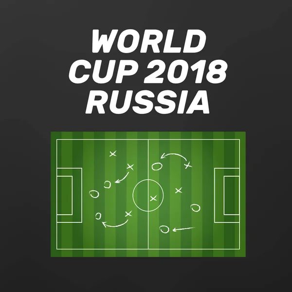 Copa Mundial de Fútbol 2018 Rusia. Estrategia y pizarra de trabajo en equipo — Archivo Imágenes Vectoriales