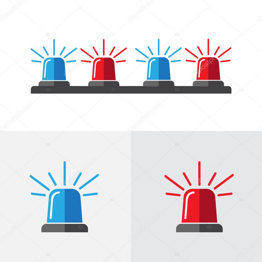 Special Flashers of Emergency and Police Fire Ambulance. Light emergency icon flat vector