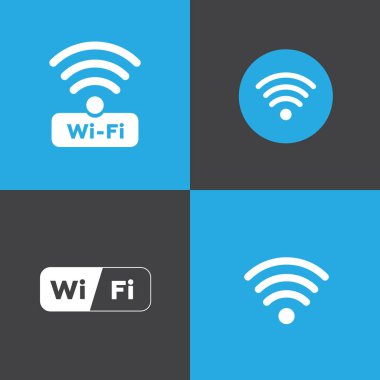 Farklı vektör kablosuz ve kablosuz ikonlar kümesi. Ücretsiz Wi-Fi simgeleri ve Wi-Fi uygulamaları