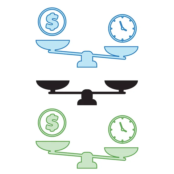 Icono Escalas Dinero Balance Tiempo Escala Equilibrar Iconos Éxito Empresarial — Vector de stock