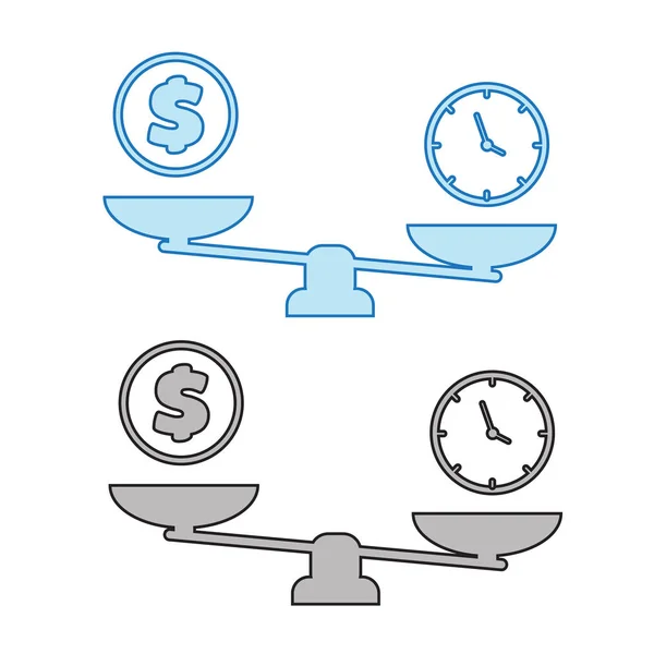 Tiempo Dinero Escala Icono Equilibrar Iconos Éxito Empresarial — Vector de stock