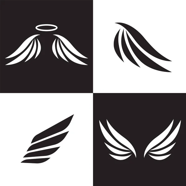 Bird Asas Logotipo Vetor Rótulo Alado Anjo Vetor Ícones Logotipo —  Vetores de Stock