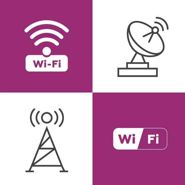 Set Icons Vector Wireless Symbols Wireless Network Symbol Wifi Icon — Stock Vector