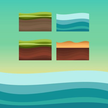 Oyun alanı öğeleri. Doğa taşı, manzara karikatürü tarzı. UI oyunları zemin dokusu