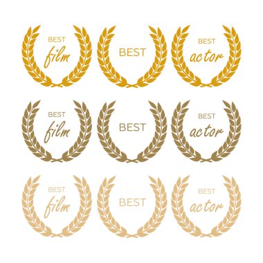 Dairesel vektör kazananı amblemleri. Vektör madalyası ve ödül simgeleri belirlendi