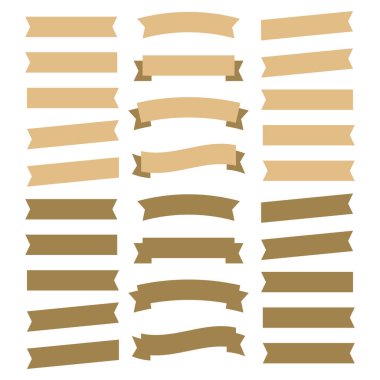 Beyaz arkaplanda Vektör Kurdelesi Ayarlandı. Sancak kurdele vektörü ayarlandı