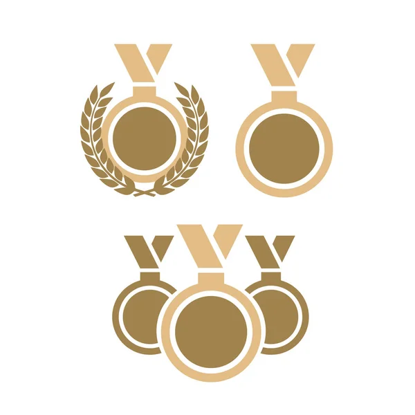 Vector Medaille Award Pictogrammen Ingesteld Looikransen Lintrozetten Vector — Stockvector