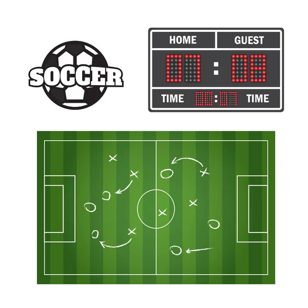 Desenho Mão Estratégia Jogo Futebol Quadro Negro Mostrando Plano Jogo — Vetor de Stock