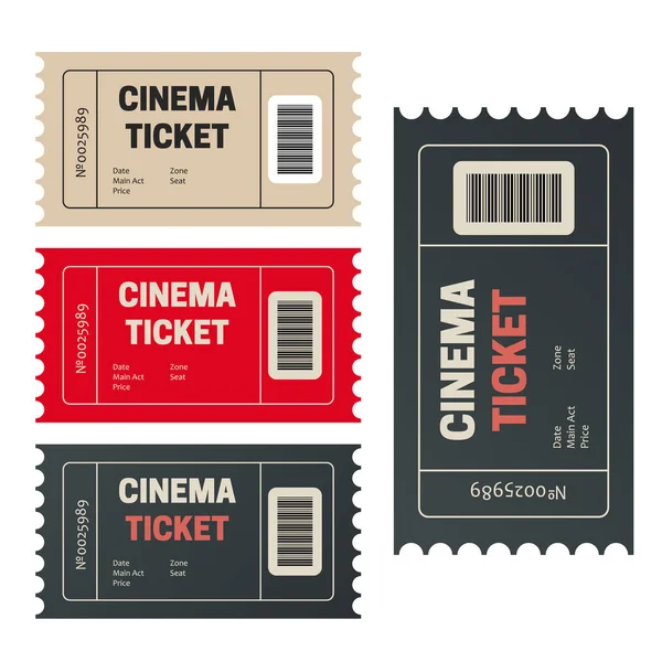 Papiertickets Mit Nummern Retro Kino Oder Kinokarten — Stockvektor