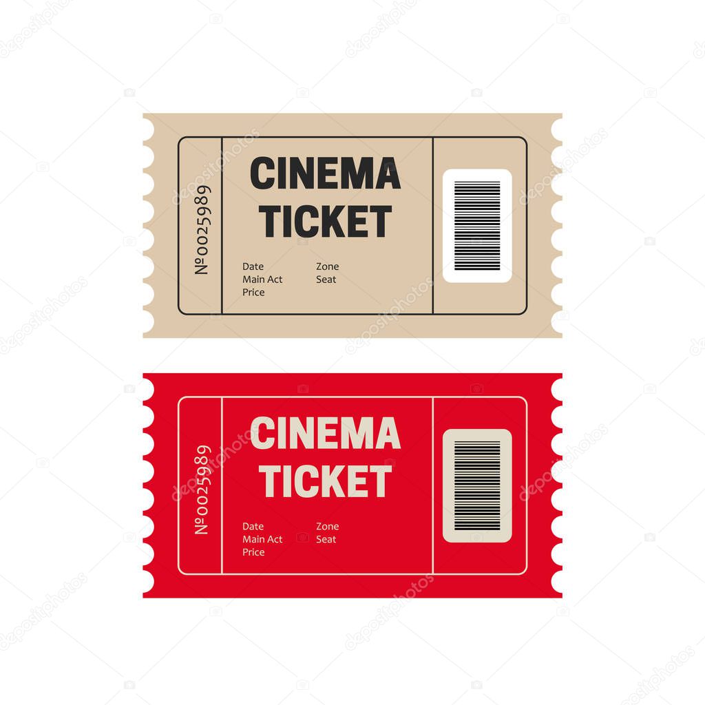 Cinema ticket. Movie tickets. Event icons