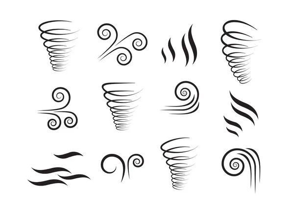 Iconos Del Viento Naturaleza Oleaje Clima Fresco Clima Movimiento — Vector de stock