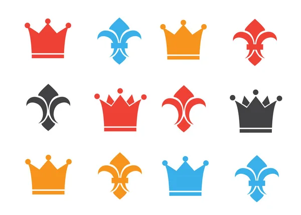 Crown Fleur Lis Icons Heraldic Crowns Diadems Design — Stock Vector