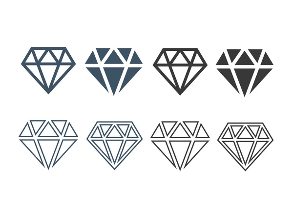Diament Zestaw Ikon Wektor Zestaw Znak Diamond — Wektor stockowy