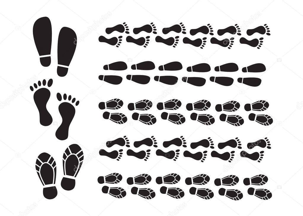 Human foot print icons. Footprint vector set. Abstract human footprint