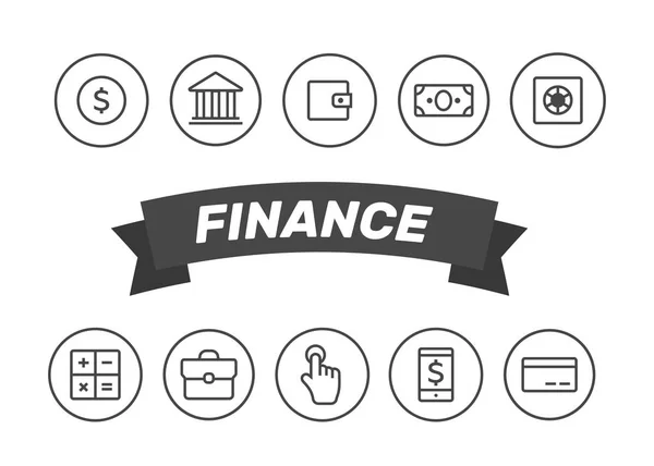 Financia Iconos Delgados Finanzas Iconos Línea Estilo Vector — Vector de stock