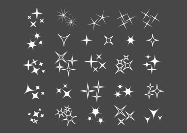 Parlak havai fişek, dekorasyon pırıltısı, parlak ışık. Parlayan ışık efekti yıldızı. Parıldayan ışıklar vektörü