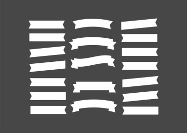 Beyaz arkaplanda Vektör Kurdelesi Ayarlandı. Sancak kurdele vektörü ayarlandı