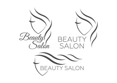 Kuaför salonu için güzel kadın vektör logosu şablonu, güzellik salonu, kozmetik prosedürler, spa merkezi. Kuaför salonu için güzellik logosu