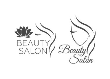 Kuaför salonu için güzel kadın vektör logosu şablonu. Logo vektörü kozmetik prosedürleri, spa merkezi