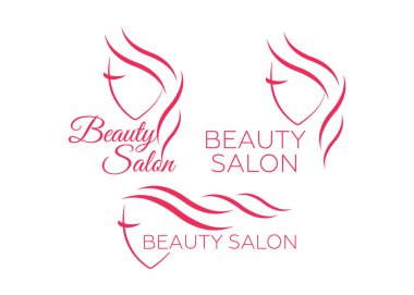 Kuaför salonu vektörü için kadın yüzü logo şablonu. Logo saç vektörü