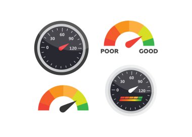 Araç göstergesi göstergesi. Hız göstergesi vektörü. Otomatik ok barometresi